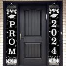 Decorações de festa de formatura Banner Prom 2024 preto/prata Decorações de festa de formatura Banner Prom 2024 preto/prata
