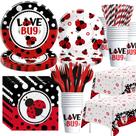 Decorações de festa e talheres Xigejob Ladybug Serves 24
