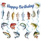 Decorações de festa EUOYUFO Happy Birthday Fishing Theme