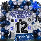 Decorações de festa HULASO 12º aniversário de meninos/meninas em azul escuro