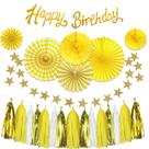 Decorações de festa Iyovgoo Yellow Birthday para mulheres 33 unidades