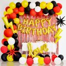 Decorações de festa Junopy Birthday Banner Balões vermelhos e amarelos