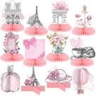 Decorações de festa Moinchore, 12 peças, conjunto rosa Paris Honeycomb