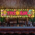 Decorações de festa Oumuamua Hawaiian Tiki Bar com luzes de 15,7 x 72 polegadas