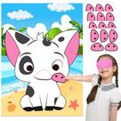 Decorações de festa Pin The Nose on The Pig Game Moana Theme