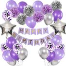 Decorações de Festa Rabbmall - Roxo, Prata e Lavanda