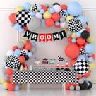 Decorações de festa Race Balloon Garland Arch Kit com toalha de mesa