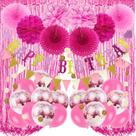 Decorações de festa Recosis Happy Birthday Pink Girls Women