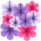 Decorações de festa SUNBEAUTY Paper Fans Flowers, conjunto de 9