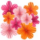 Decorações de festa SUNBEAUTY Paper Fans Flowers rosa/laranja