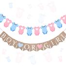 Decorações de festa Trandraft Gender Reveal Banner, serapilheira, 2 unidades