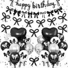Decorações de festa Vibzox Black Bow Birthday para meninas e mulheres Decorações de festa Vibzox Black Bow Birthday para meninas e mulheres
