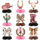 Decorações de festa Weekgrat Cowgirl, 9 peças de centro de mesa Honeycomb