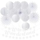 Decorações de festa Winter Wonderland Snowflake White 21 unidades