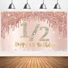 Decorações de fundo Bumqviy Feliz 1/2 aniversário para meninas