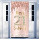 Decorações de fundo de banner de porta Feliz 21º aniversário para mulheres