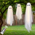 Decorações de Halloween AYGXU Hanging Ghost w/ Light, conjunto de 3 peças
