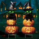 Decorações de Halloween Black Cat 1,2 m de plástico ao ar livre, 2 unidades