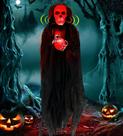 Decorações de Halloween Esqueleto suspenso de 165 cm com som e luz