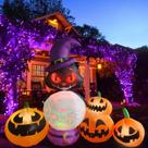 Decorações de Halloween: gato inflável, abóbora, 6 pés ao ar livre