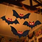 Decorações de Halloween, morcegos pendurados, Ponlodos com luzes LED x4