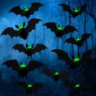Decorações de Halloween, morcegos suspensos DIYASY, 15 peças com olhos brilhantes Decorações de Halloween, morcegos suspensos DIYASY, 15 peças com olhos brilhantes