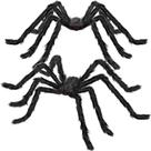 Decorações de Halloween QPMR, 2 peças, 150 cm, aranhas gigantes pretas