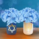 Decorações de Hanukkah em Pote de Vidro - Kit com 2 Flores Azuis