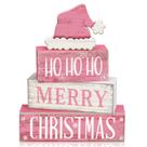 Decorações de mesa de Natal Moucuny Pink Santa Hat Wood Set