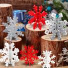 Decorações de mesa Oumuamua Winter Christmas 12 peças de flocos de neve