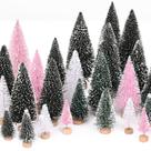 Decorações de Natal Waipfaru Pink Mini Bottle Brush Trees