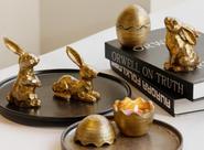 Decorações de Páscoa, estatuetas de coelhinho dourado Gleemoria, 3 unidades