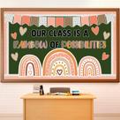 Decorações de quadro de avisos Justforjoyful Boho Rainbow