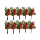 Decorações Florais De Cones De Pinheiro Com Frutas Vermelhas, Conjunto De 10 Peças Para Natal,