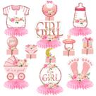 Decorações para Chá de Bebê Aodocuto - Rosa e Dourado - 12 Unidades