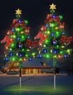 Decorações solares de Natal, árvores, luzes, ao ar livre, impermeáveis