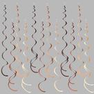Decorações suspensas em espiral rosa/blume, ombre, marrom, 36 unidades
