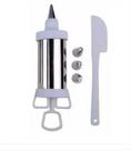 Decorador Inox Para Bolo Cupcake 4 Bicos + Espatula