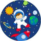 Decorão de Aniverssario Luxo Capa de Painel Mini Redondo 50x50cm Menino Menina Foguete Astronauta Es