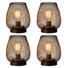 DECORKEY Juego de 4 Faroles de Mesa LED a Batería, Metal Marrón