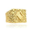 Dedeira Carta Naipe Detalhada Masculina Banhada a Ouro 18k