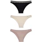 Del Rio Kit Calcinhas Tanga Microfibra Preto Renda Nature Quartzo G