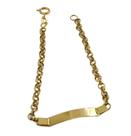 Delicada pulseira Ouro 18k Plaquinha Elo Português infantil Delicada pulseira Ouro 18k Plaquinha Elo Português infantil