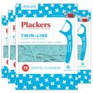 Dental Floss Picks Plackers Twin-Line, 75 unidades (pacote com 4)