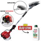 Derriçador de Café Nakashi Com Motor Mitsubishi TU26 e Mãozinha de Garra Dupla + Óleo Castrol Stihl