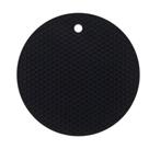 Descanso de Panela e Protetor de Fogão Redondo em Silicone Preto 18cm de Diâmetro