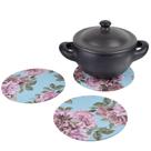 Descanso de Panela MDF + Capa Estampada Para Mesa de Jantar Kit 03 Peças Artesanais Cozinha Decorada