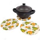 Descanso de Panela MDF + Capa Estampada Para Mesa de Jantar Kit 03 Peças Artesanais Cozinha Decorada