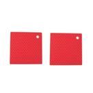 Descanso de Panela Suporte Quadrado Silicone Vermelho 2un