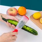 Descascador de Alimentos Multiuso com Reservatório para Frutas Legumes Prático Vermelho e Transparente Alça anatômica e Antiderrapante Lâmina Afiada